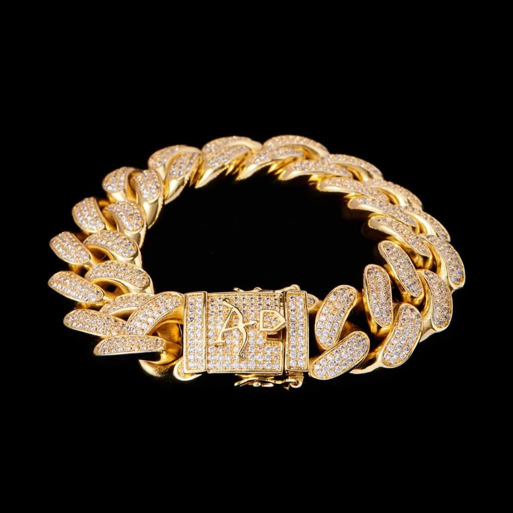 Iced Cuban bracelet, 19mm, 7-inch length