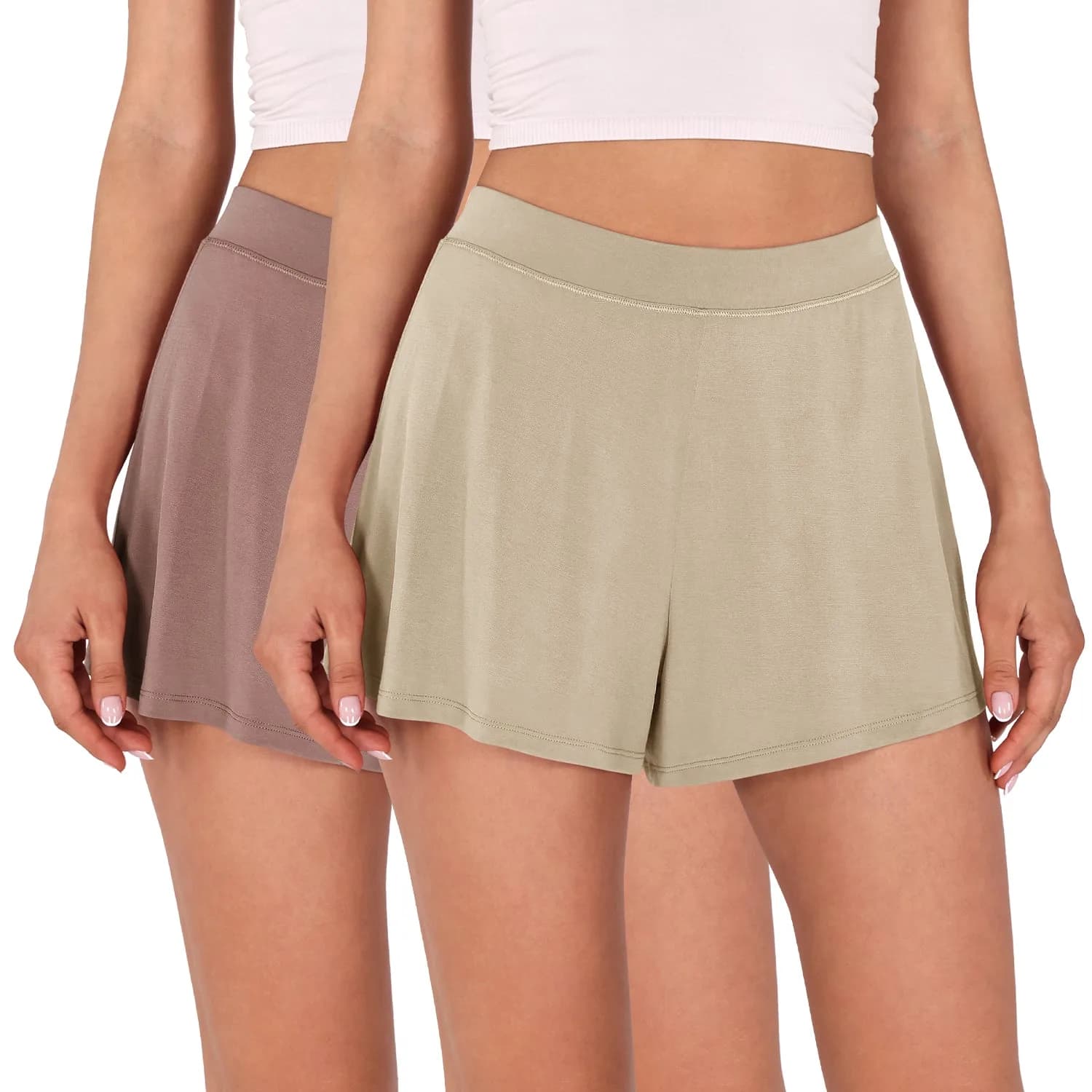 Two-pack modal soft lounge shorts in Abalone and Dusty Rose