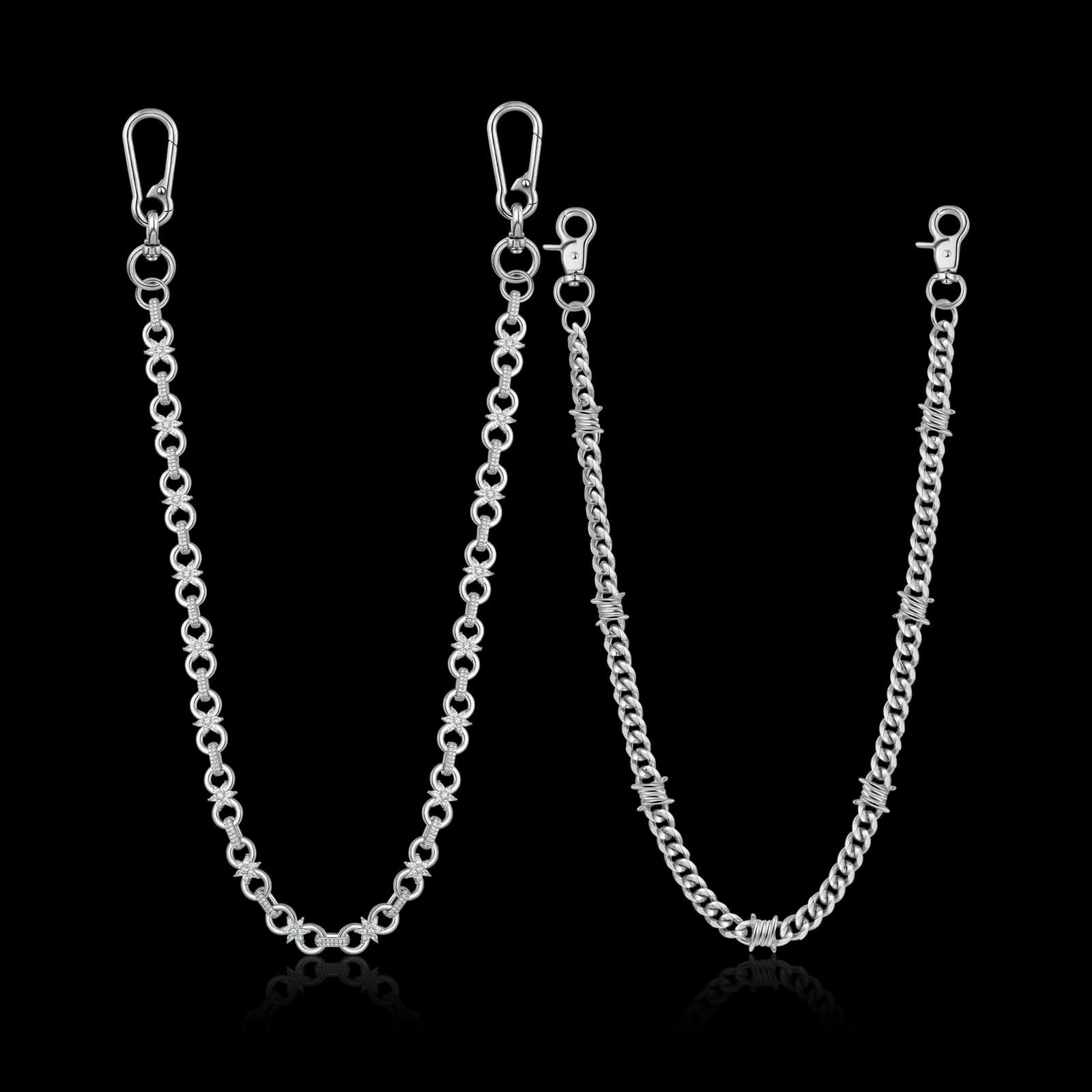 Infinity Bloom and Thorned Cuban wallet chain bundle in 22 and 24 inch lengths