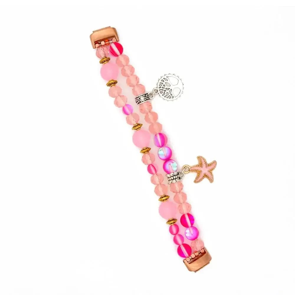 Pink beaded charm bracelet band for Fitbit Inspire 3