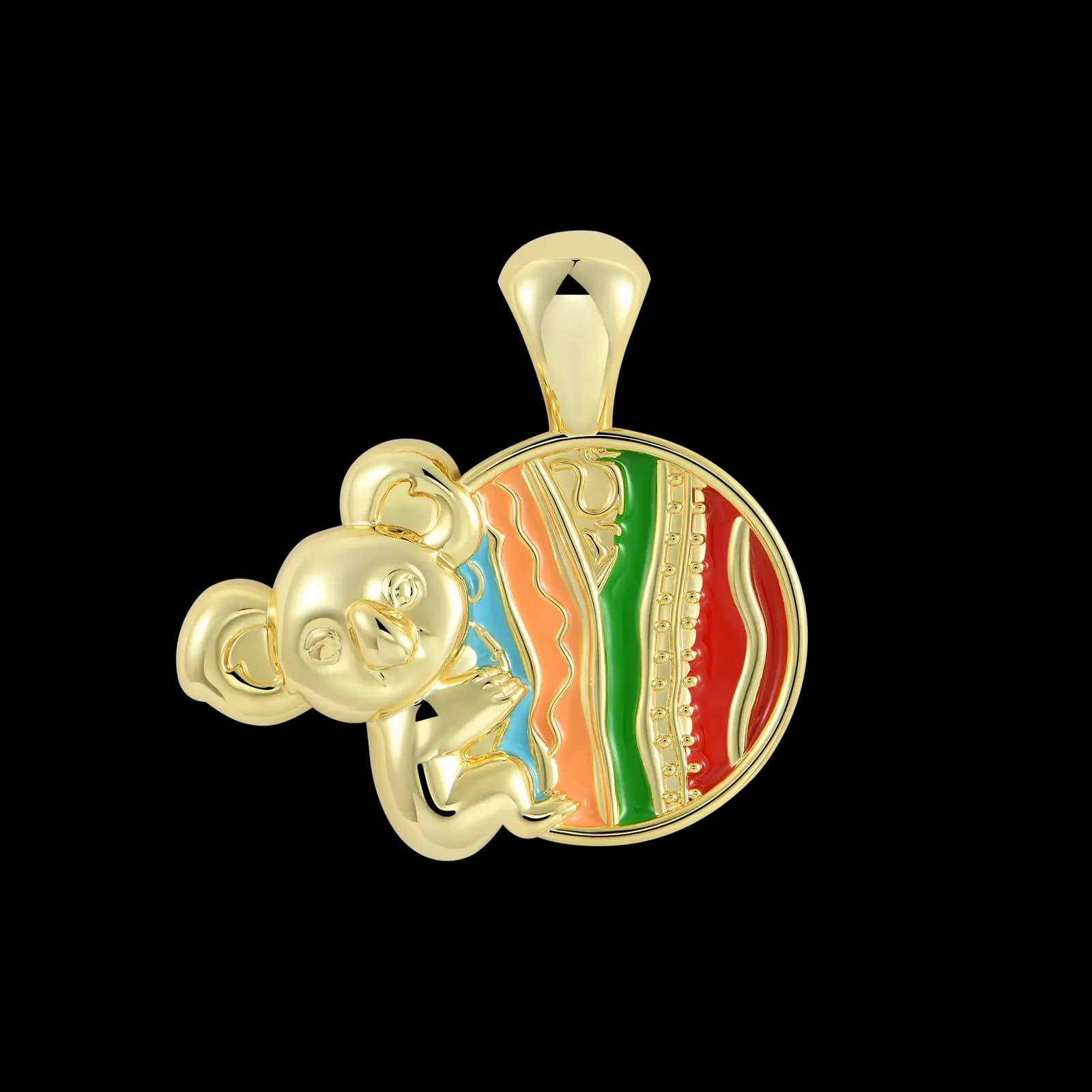 Yellow gold enamel koala pendant