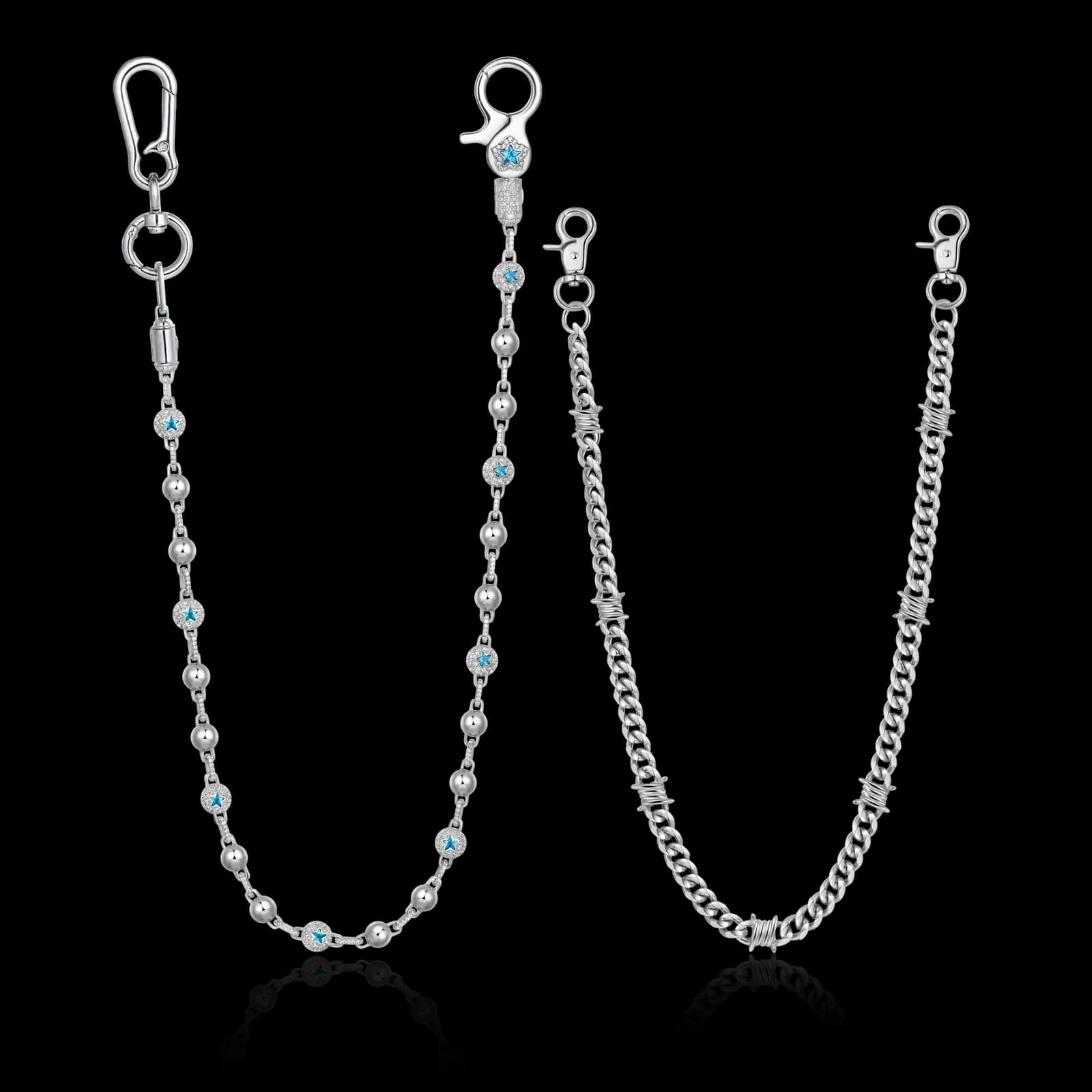 LaFlare Ball and Thorned Cuban wallet chain bundle in 18 and 24 inch lengths